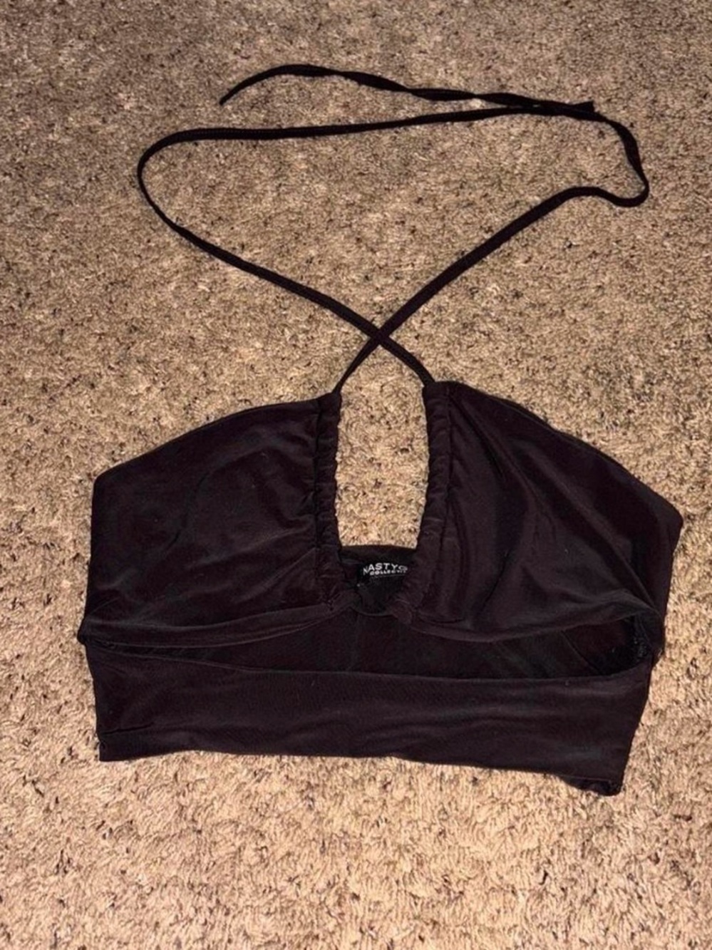 Nasty Gal Black Halter Tie Bralette